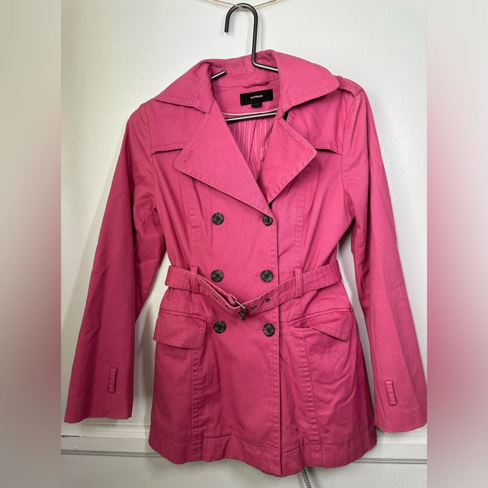 Express Canvas Cotton Pink
Trench Coat Jacket W/ Belt Size:Small